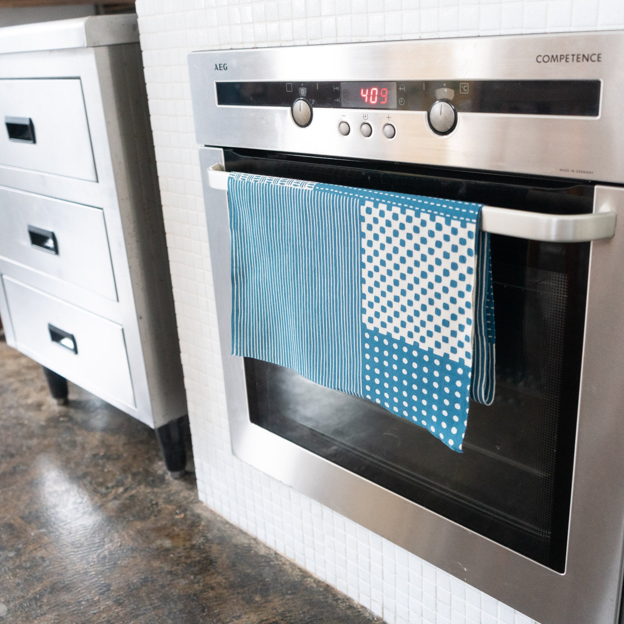 切り継ぎ小紋 青