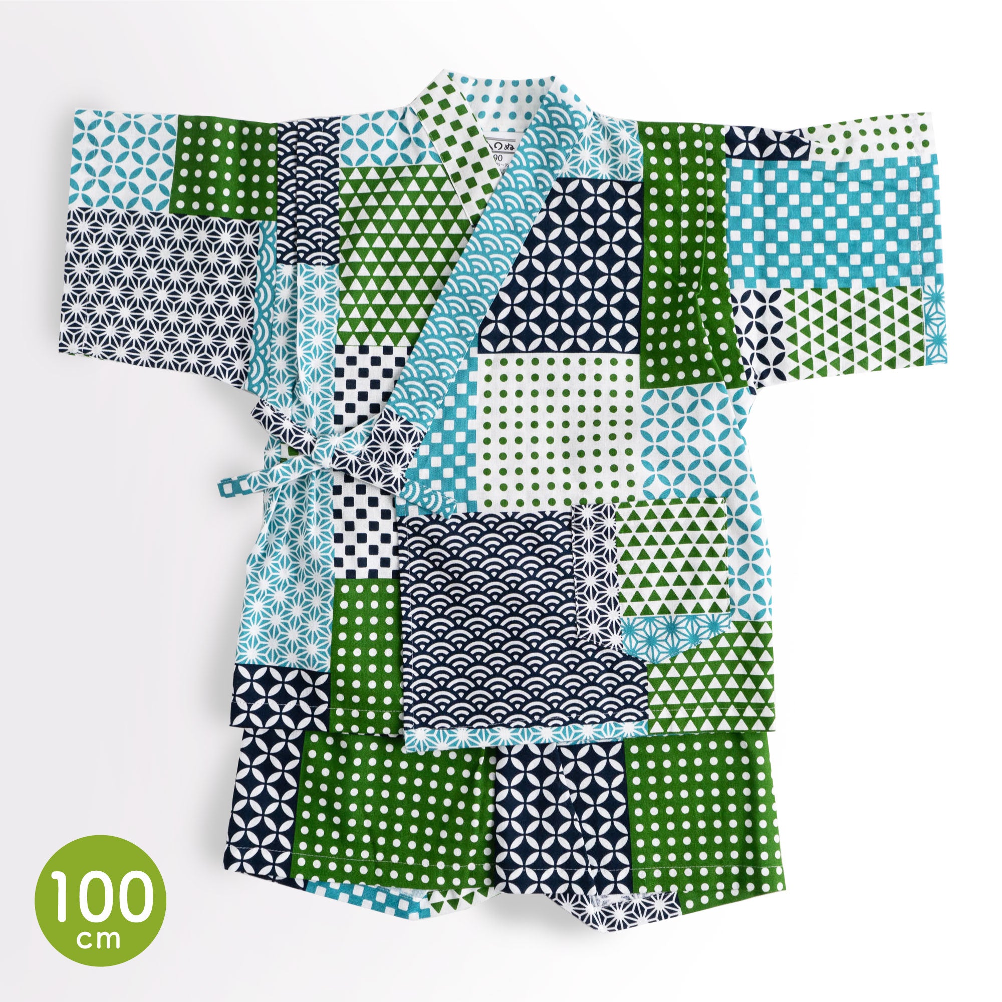 こども甚平 すこやか小紋 青 100