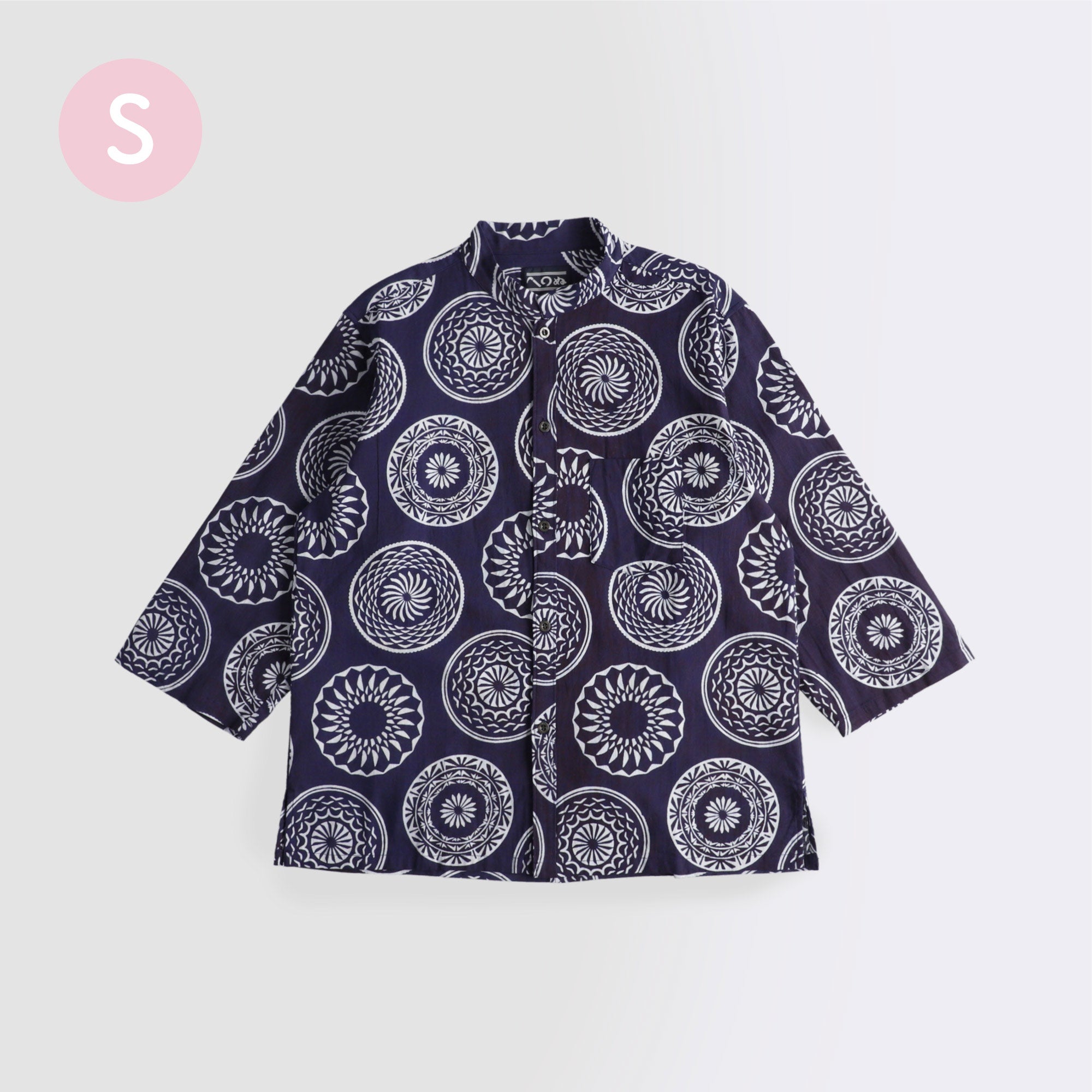 晒シャツ 七分袖 ガラスウェア 濃紺 S