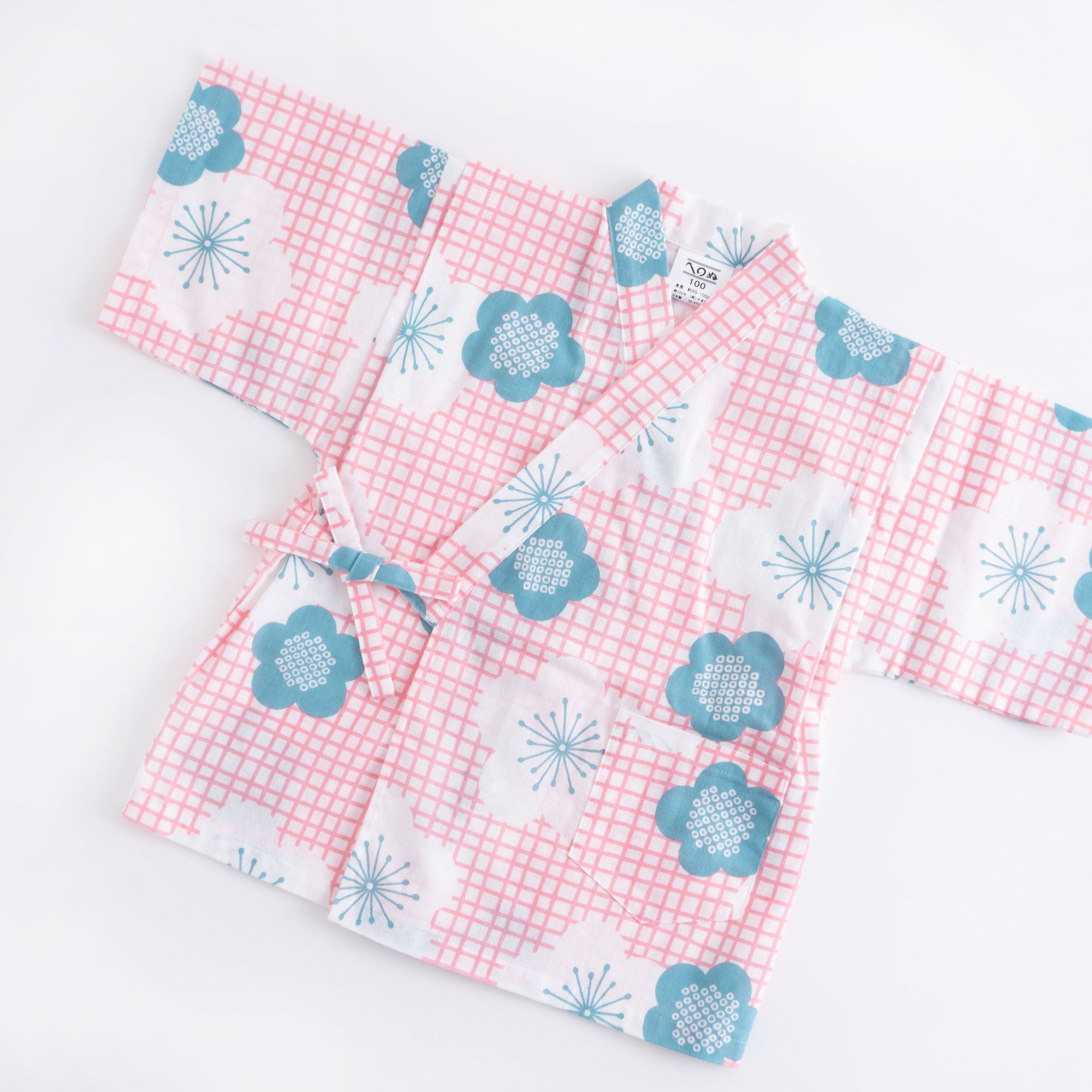 こども甚平 梅鹿の子 桃色 90