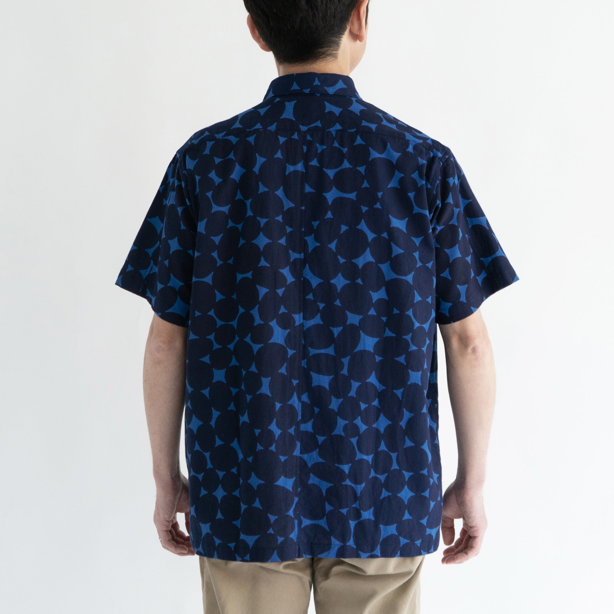 晒シャツ 半袖 丸石 濃紺 L