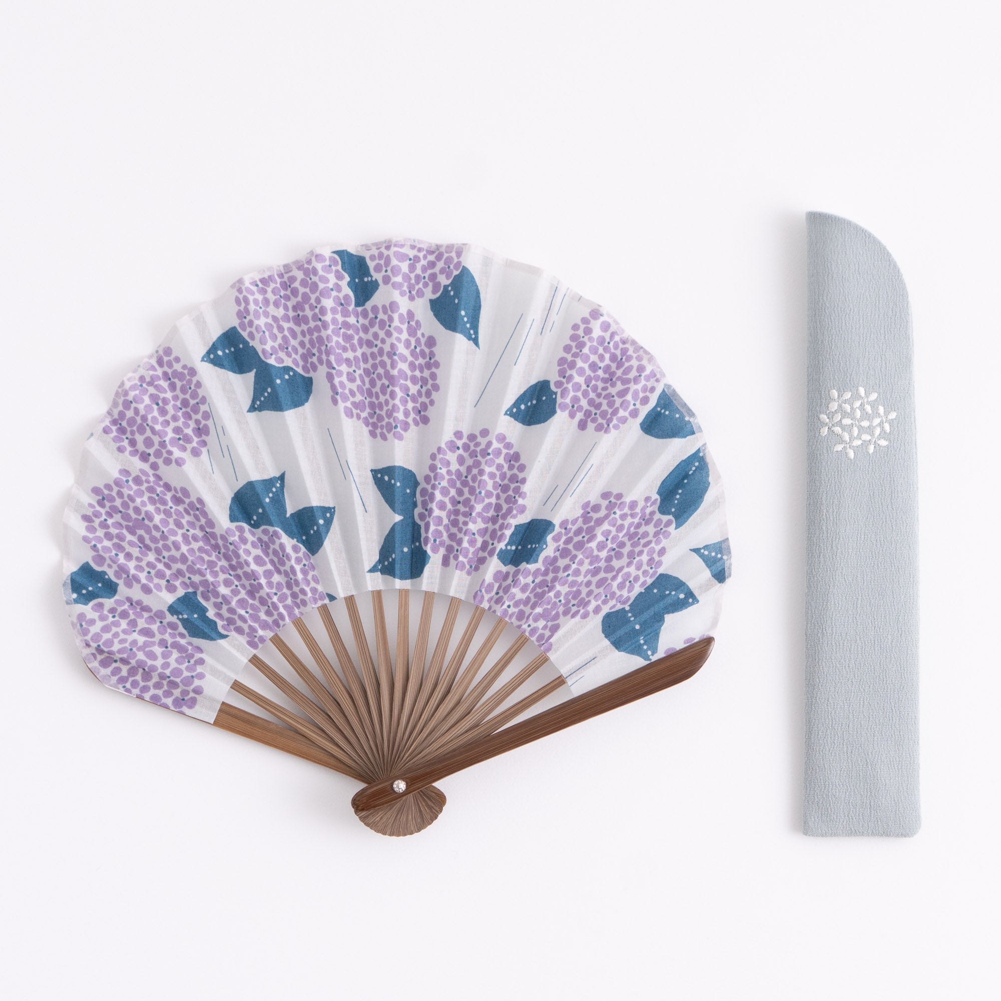 万月扇子セット 雨紫陽花