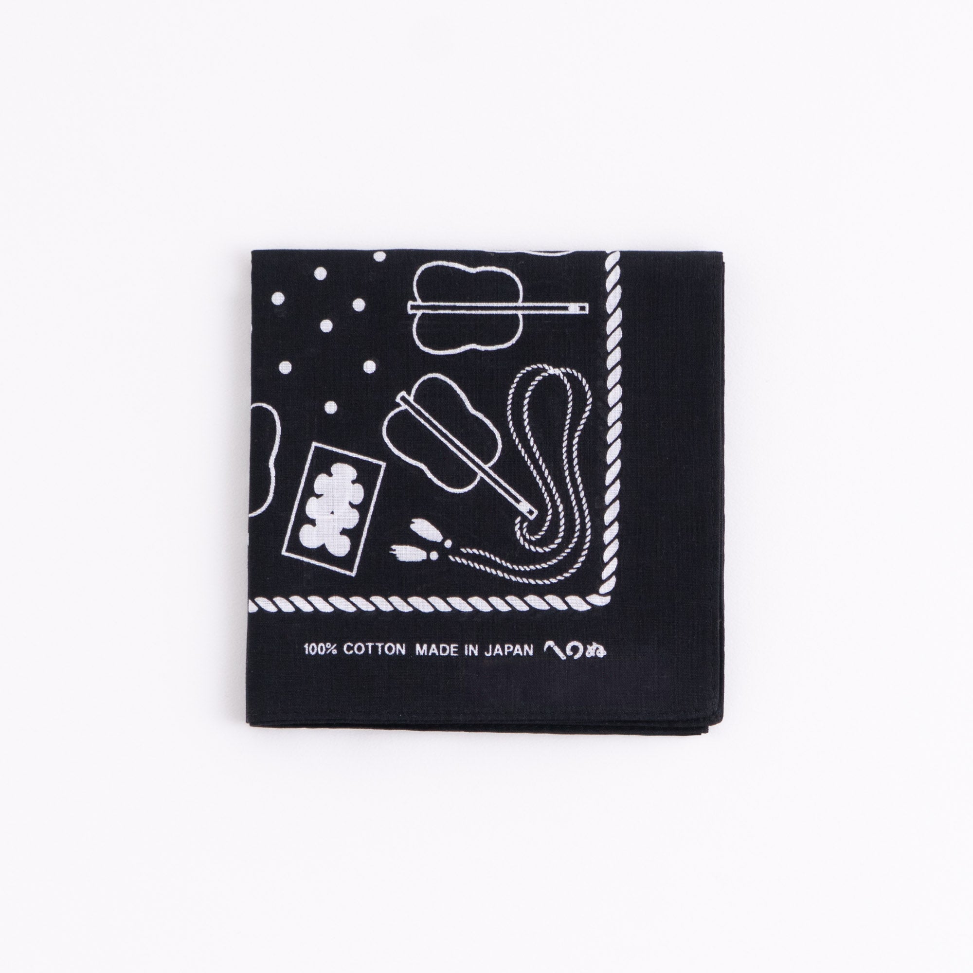 和もようのバンダナ 相撲文 黒