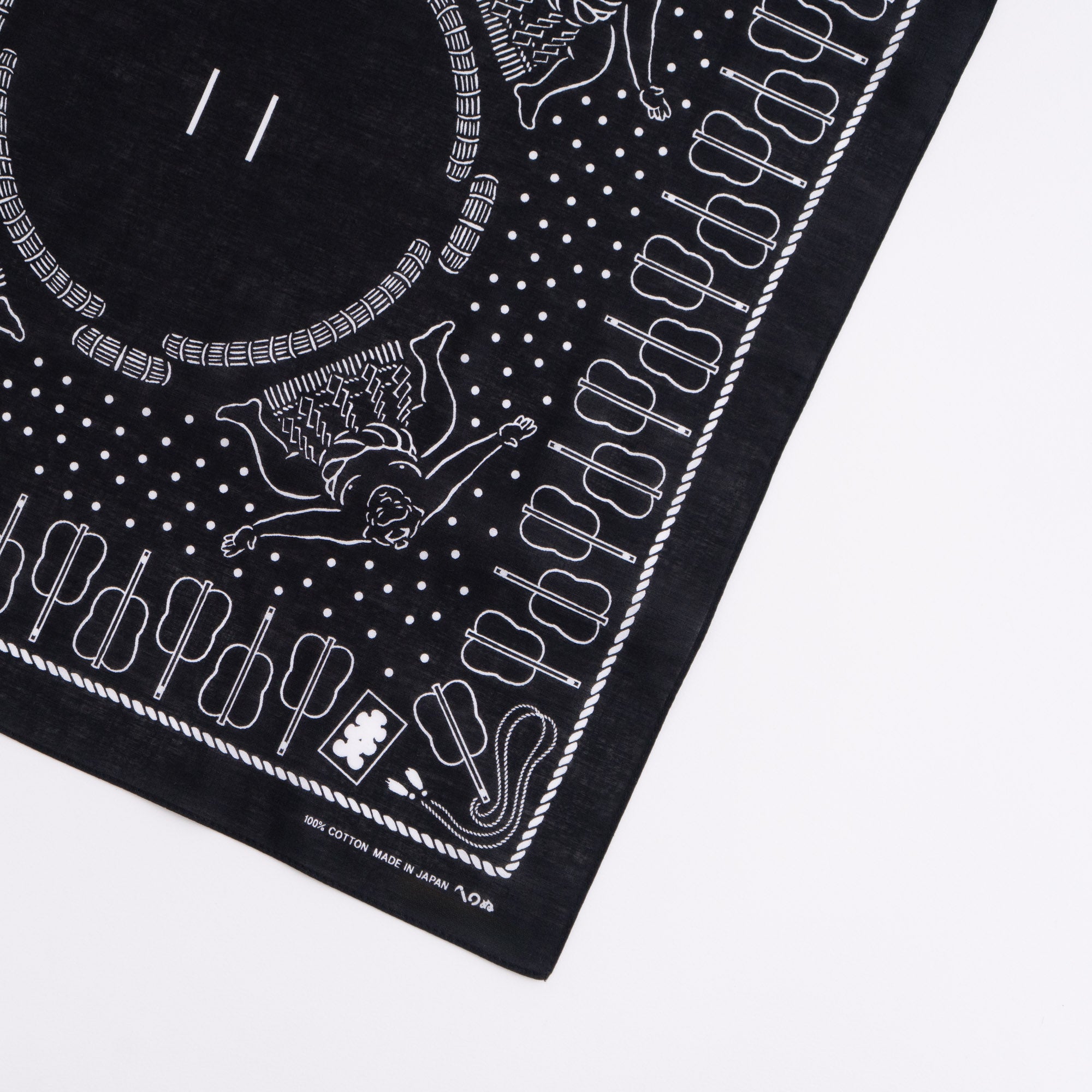 和もようのバンダナ 相撲文 黒