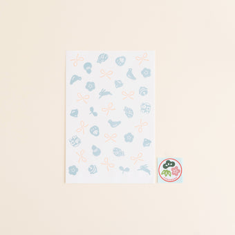 【同送のみ】平袋 小 福福ちらし 水色