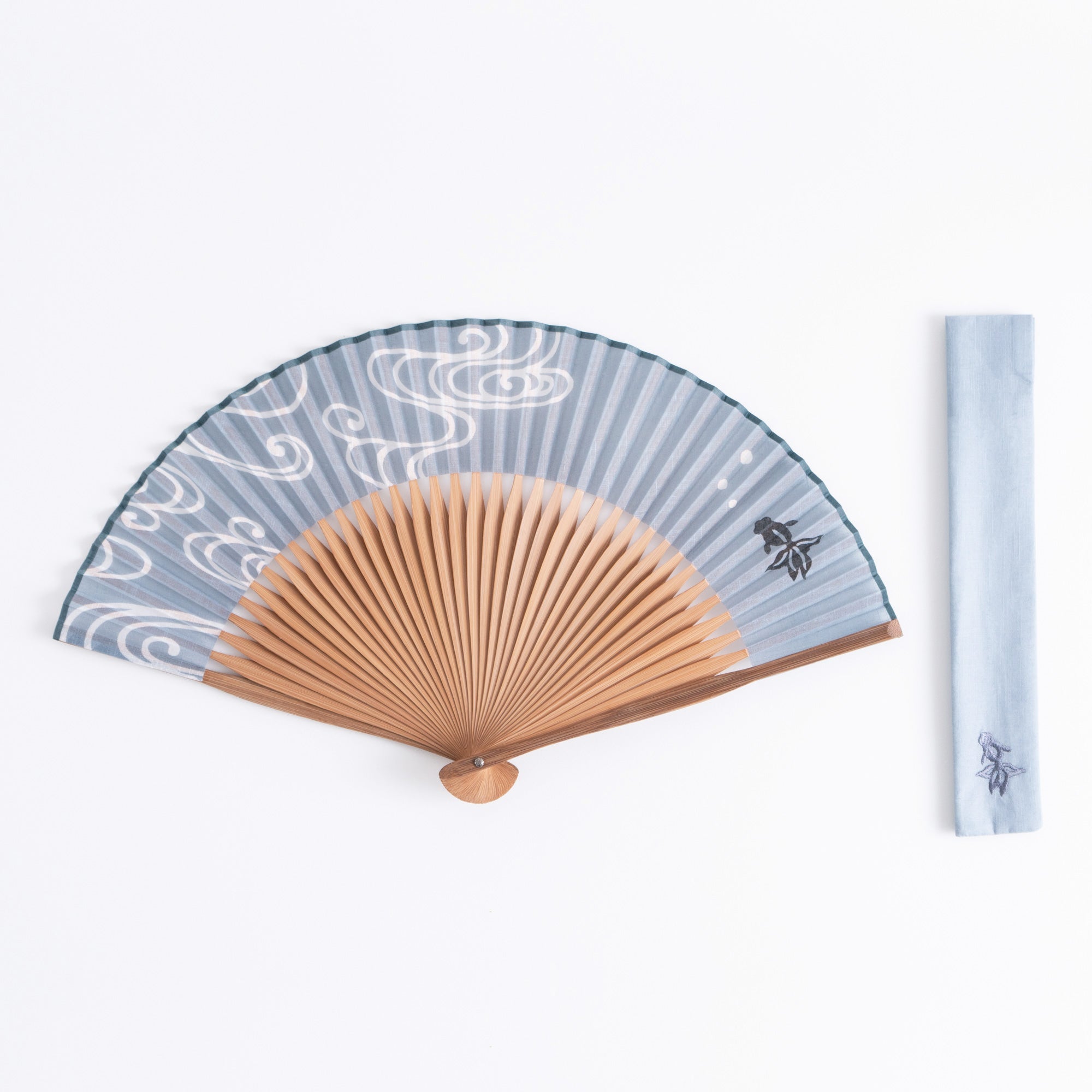 渋好み扇子セット 流水金魚