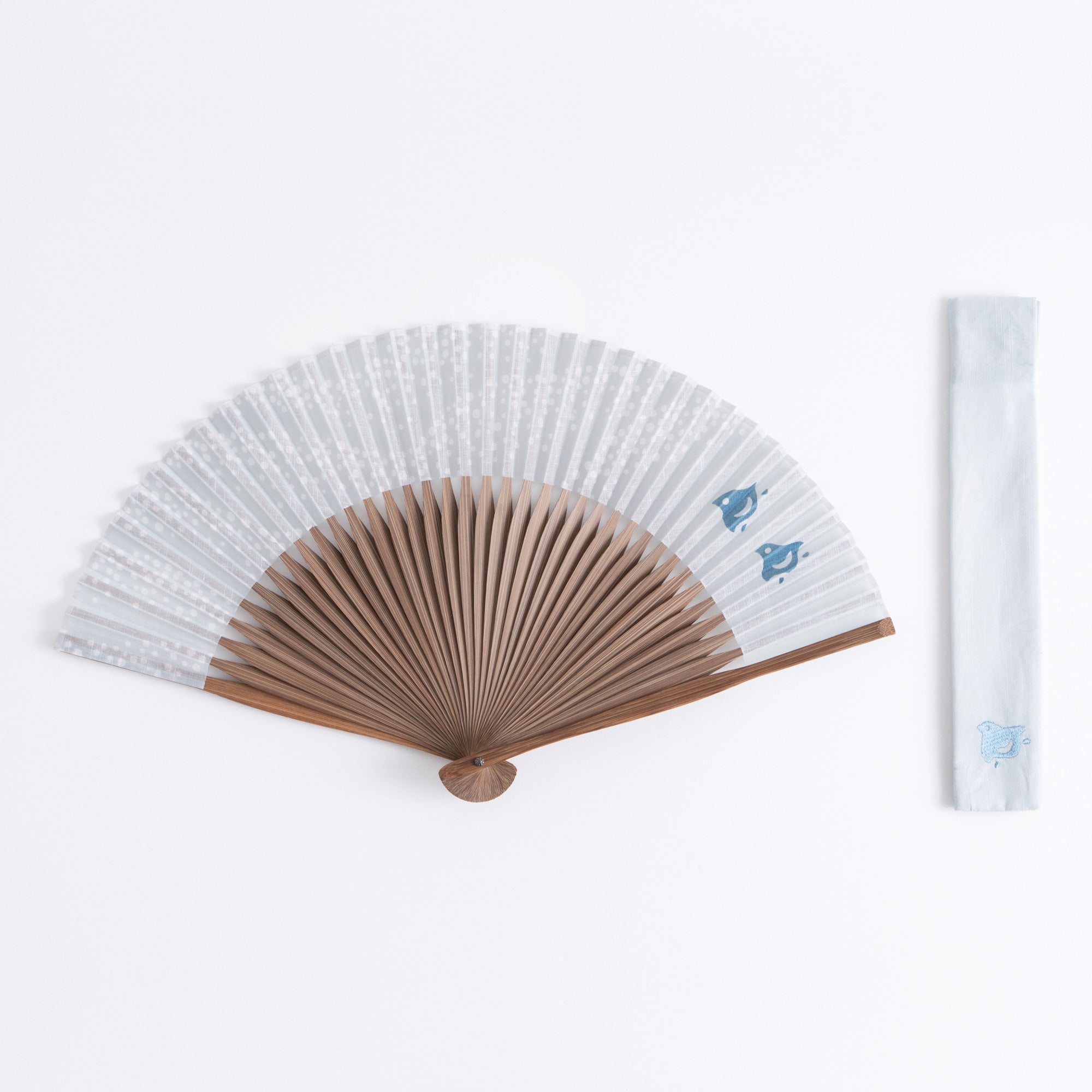 渋好み扇子セット 波千鳥 薄灰