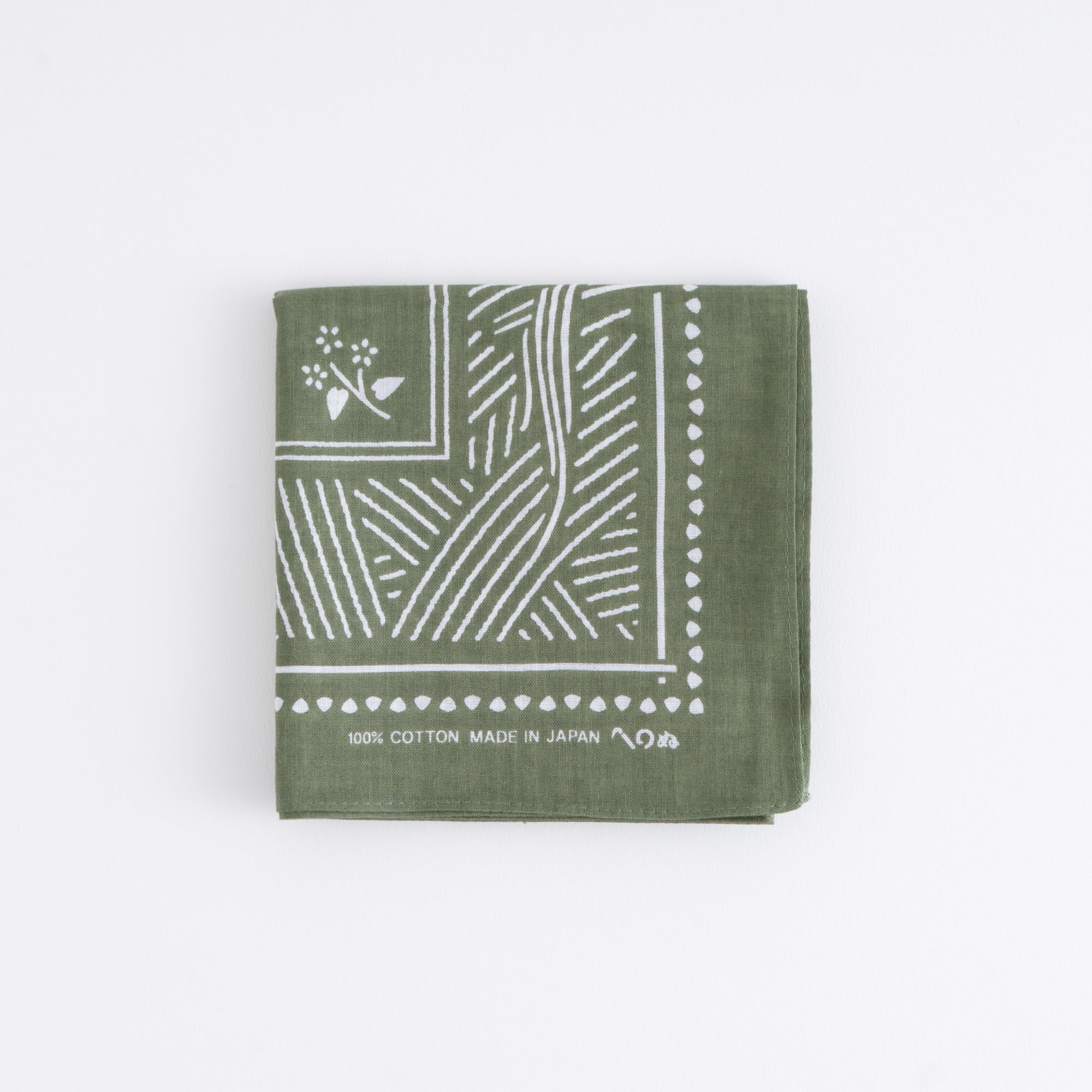 和もようのバンダナ 蕎麦文 老竹色