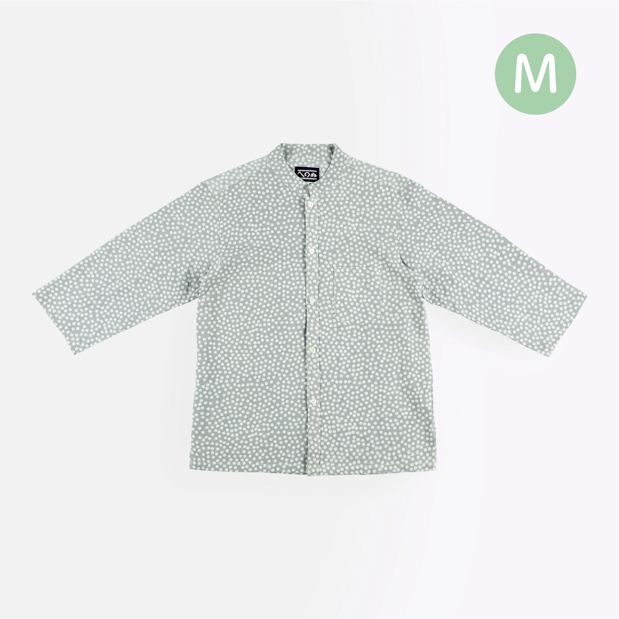 晒シャツ 七分袖 あられ 青磁 M