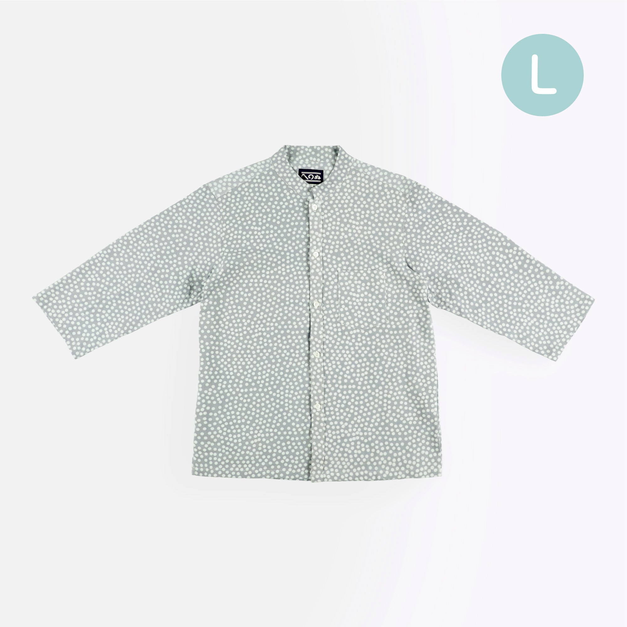 晒シャツ 七分袖 あられ 青磁 L