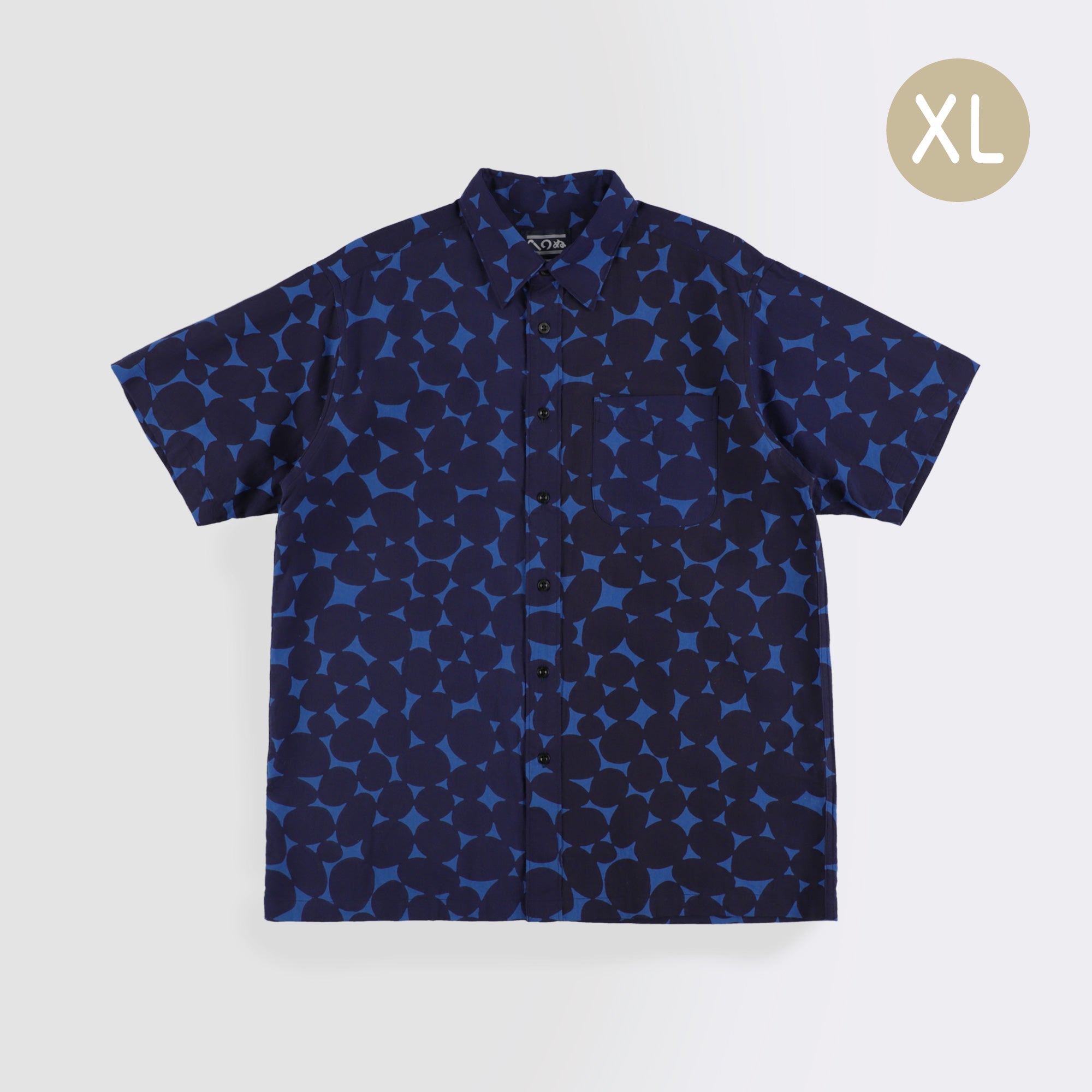 晒シャツ 半袖 丸石 濃紺 XL