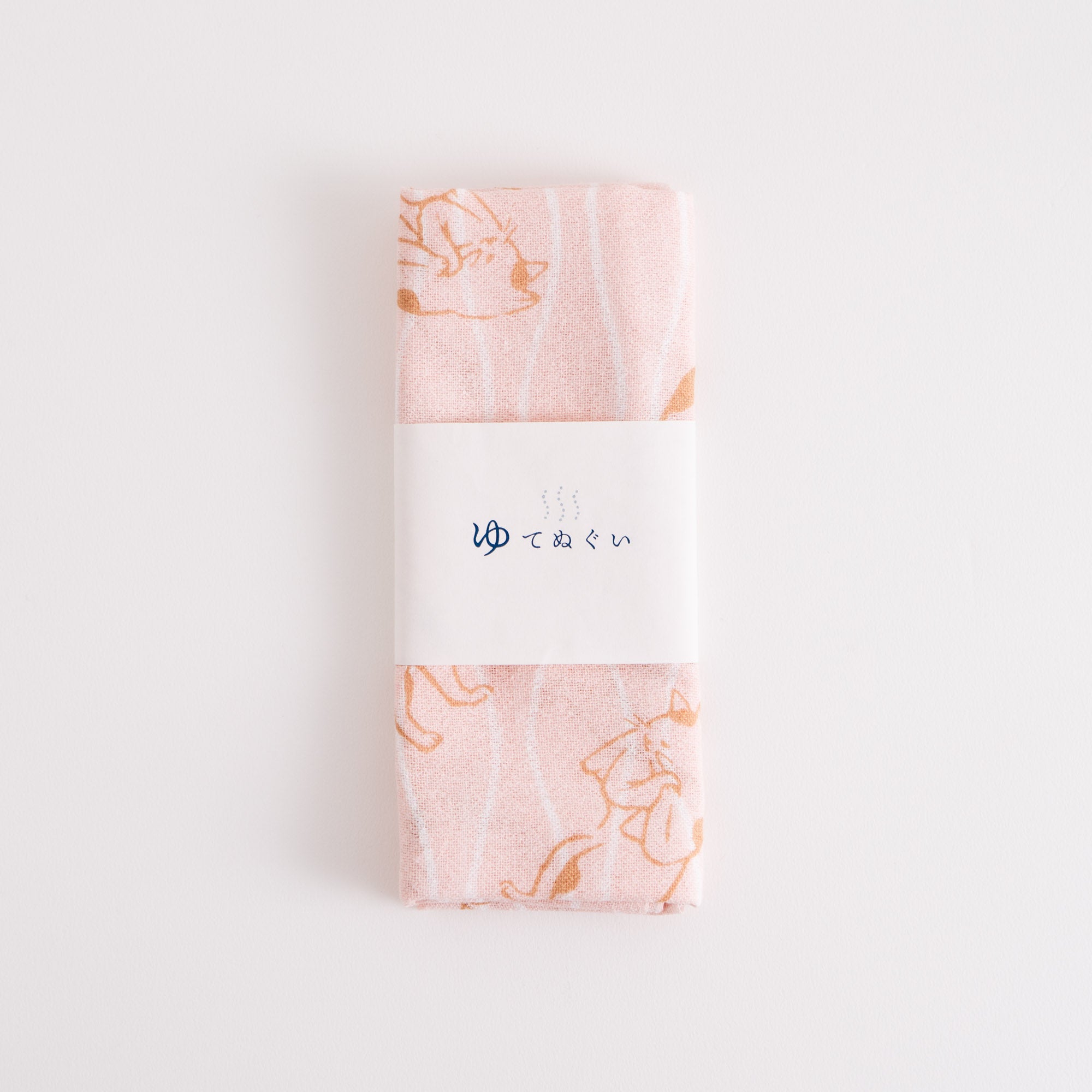 ゆてぬぐい 猫立涌 桃色